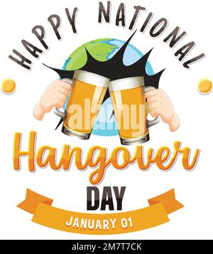 Happy National Hangover Day illustrazione Illustrazione Vettoriale