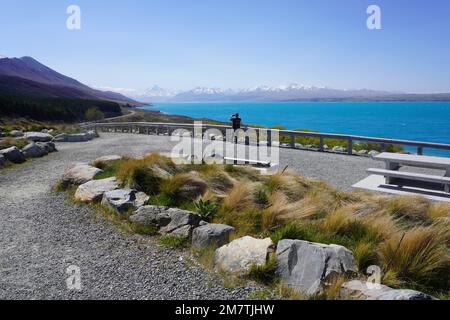 Vista sulle Alpi da Peters Lookout sul lago Pukaki Foto Stock