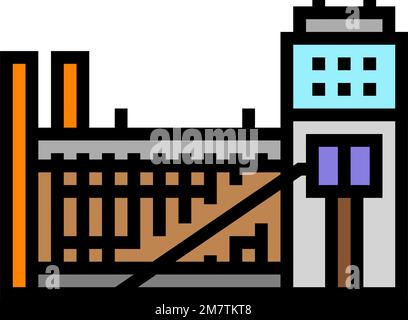 impianto di coking produzione acciaio colore icona figura vettoriale Illustrazione Vettoriale