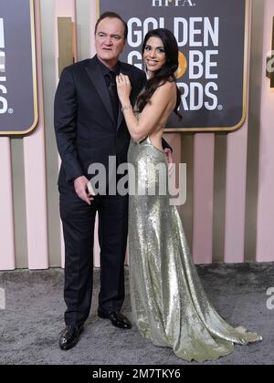 Los Angeles, Stati Uniti. 10th Jan, 2023. Quentin Tarantino e Daniella Pick arrivano ai 80th Annual Golden Globe Awards che si tengono al Beverly Hilton il 10 gennaio 2023 a Los Angeles, CA, USA (Foto di Sthanlee B. Mirador/Sipa USA) Credit: Sipa USA/Alamy Live News Foto Stock