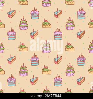 Deliziosi cupcake e muffin senza cuciture. Illustrazione del vettore piatto Illustrazione Vettoriale