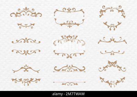 Elegante collezione vettoriale ornamentale in bronzo Illustrazione Vettoriale