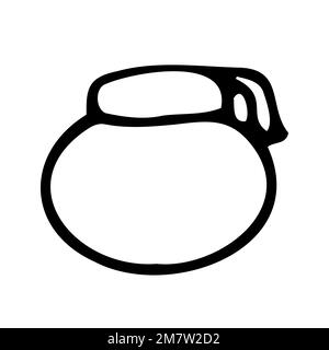 Barattolo per spezie. Contenitore con coperchio su sfondo bianco. Utensili da cucina intimi disegnati a mano, piatti per cibo, cucina. Caffè, organizzazione Illustrazione Vettoriale