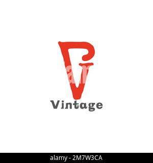 lettera rv vintage semplice vettore logo font collegato Illustrazione Vettoriale