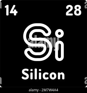 illustrazione del vettore icona glifo dell'elemento chimico del silicio Illustrazione Vettoriale