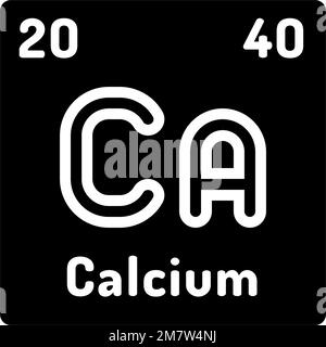 illustrazione del vettore icona glifo dell'elemento chimico del calcio Illustrazione Vettoriale