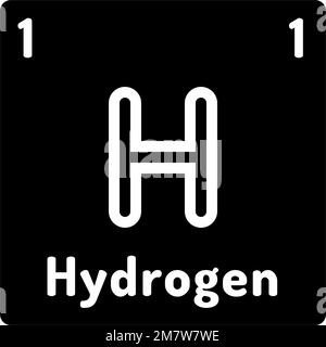illustrazione del vettore icona glifo dell'elemento chimico dell'idrogeno Illustrazione Vettoriale