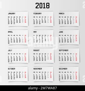 Calendario 2018. Design del banner. Illustrazione vettoriale. EPS 10. Illustrazione Vettoriale