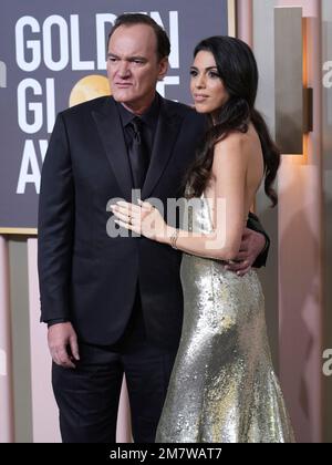 Los Angeles, Stati Uniti. 10th Jan, 2023. Quentin Tarantino e Daniella Pick arrivano ai 80th Annual Golden Globe Awards che si tengono al Beverly Hilton il 10 gennaio 2023 a Los Angeles, CA, USA (Foto di Sthanlee B. Mirador/Sipa USA) Credit: Sipa USA/Alamy Live News Foto Stock