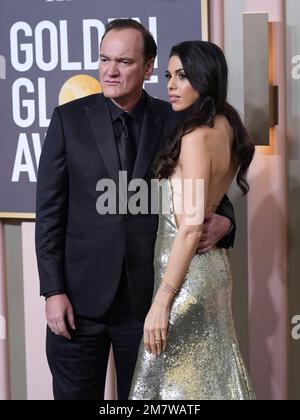 Los Angeles, Stati Uniti. 10th Jan, 2023. Quentin Tarantino e Daniella Pick arrivano ai 80th Annual Golden Globe Awards che si tengono al Beverly Hilton il 10 gennaio 2023 a Los Angeles, CA, USA (Foto di Sthanlee B. Mirador/Sipa USA) Credit: Sipa USA/Alamy Live News Foto Stock