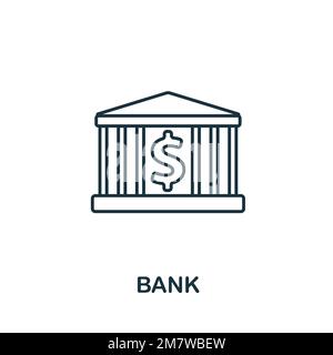 Icona Banca. Icona monocromatica del mercato azionario semplice per modelli, web design e infografiche Illustrazione Vettoriale