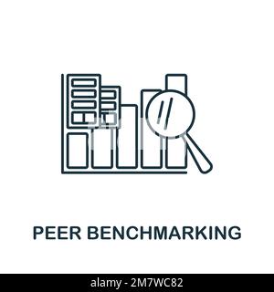 Icona di benchmarking peer. Icona monocromatica del mercato azionario semplice per modelli, web design e infografiche Illustrazione Vettoriale