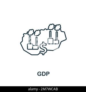 Icona GDP. Icona monocromatica del mercato azionario semplice per modelli, web design e infografiche Illustrazione Vettoriale