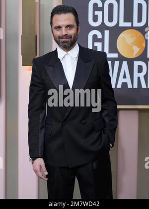 Los Angeles, Stati Uniti. 10th Jan, 2023. Sebastian Stan arriva al 80th° premio annuale Golden Globe Awards tenutosi al Beverly Hilton il 10 gennaio 2023 a Los Angeles, CA, USA (Foto di Sthanlee B. Mirador/Sipa USA) Credit: Sipa USA/Alamy Live News Foto Stock