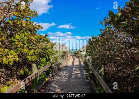 Giorno invernale soleggiato dopo aver superato la tempesta al Bonsteel Park Sebastian Florida Foto Stock