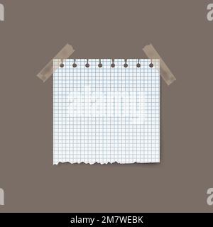 Bianco realistico quadrato strappato pezzo di carta isolato sullo sfondo. Illustrazione vettoriale. EPS 10. Illustrazione Vettoriale