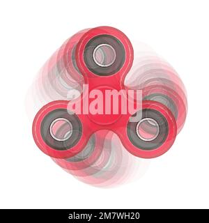 Trucchi con il passatore manuale. Giocattolo realistico per il sollievo dall'ansia. Sforzo del dito di fidget spinner. Spinner a mano isolato su sfondo bianco. Illustrazione vettoriale. EPS 1 Illustrazione Vettoriale