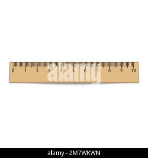Righello realistico isolato su sfondo bianco. Illustrazione vettoriale. EPS 10. Illustrazione Vettoriale