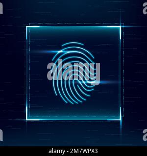 Tecnologia di sicurezza informatica con vettore di scansione biometrico per impronte digitali Illustrazione Vettoriale