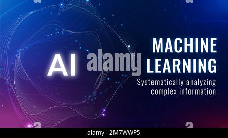 Modello di apprendimento automatico ai banner del blog sulla tecnologia di interruzione vettoriale Illustrazione Vettoriale