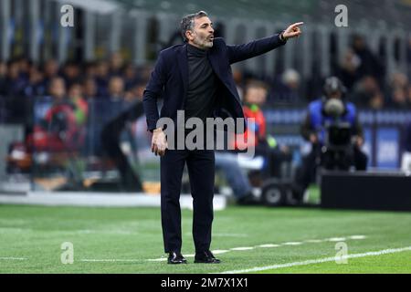 Fabio Pecchia, allenatore di Parma Calcio, si aggrada durante la partita di calcio della Coppa Italia tra FC Internazionale e Parma Calcio. FC Internazionale vince il 2-1 su Parma Calcio. Foto Stock