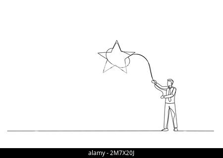 un uomo d'affari lancia un lazo, prendendo la stella Illustrazione Vettoriale