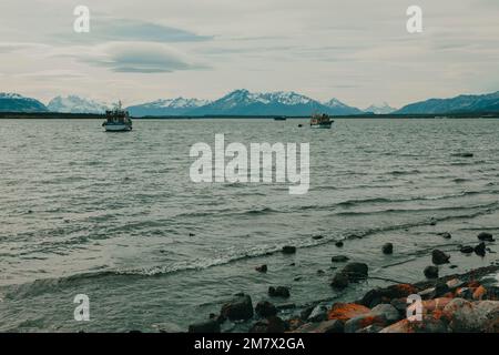 Vista su Puerto Natales. Patagonia Foto Stock