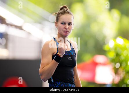 Veronika Kudermetova di Russia in azione durante il primo round del 2023° torneo di tennis di Adelaide International 2, WTA 500, il 10 gennaio 2023 ad Adelaide, Australia - Foto: Rob Prange/DPPI/LiveMedia Foto Stock