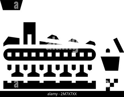 illustrazione vettore icona glifo produzione acciaio impianto sinterizzato Illustrazione Vettoriale