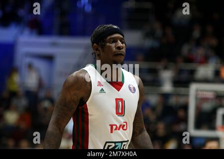 San Pietroburgo, Russia. 10th Jan, 2023. Jaylen Barford (No.0) di Lokomotiv Kuban visto durante la partita di pallacanestro della VTB United League tra Zenit St Petersburg e Lokomotiv Kuban alla Sibur Arena. Punteggio finale; Zenit 73:71 Lokomotiv Kuban. (Foto di Konstantinov/SOPA Images/Sipa USA) Credit: Sipa USA/Alamy Live News Foto Stock