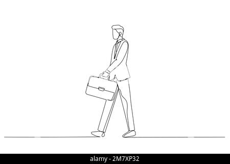 Illustrazione di un uomo d'affari che tiene un breve caso. ART a linea continua singola Illustrazione Vettoriale