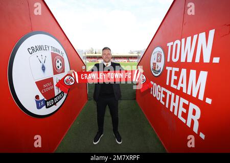 Crawley, Regno Unito. 11th Jan, 2023. Crawley Town Football Club annuncia oggi la firma del nuovo manager Scott Lindsey al Broadfield Stadium. Credit: James Boardman/Alamy Live News Foto Stock