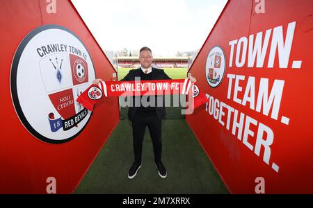 Crawley, Regno Unito. 11th Jan, 2023. Crawley Town Football Club annuncia oggi la firma del nuovo manager Scott Lindsey al Broadfield Stadium. Credit: James Boardman/Alamy Live News Foto Stock