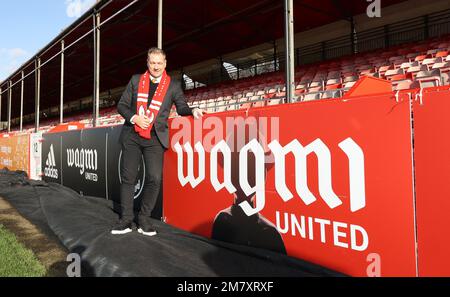 Crawley, Regno Unito. 11th Jan, 2023. Crawley Town Football Club annuncia oggi la firma del nuovo manager Scott Lindsey al Broadfield Stadium. Credit: James Boardman/Alamy Live News Foto Stock