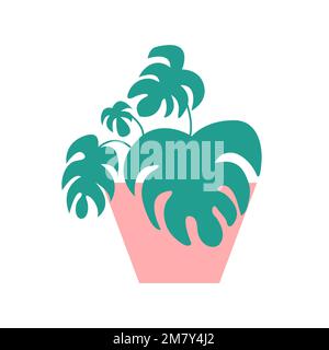 Monstera fiore in vaso di ceramica Illustrazione Vettoriale