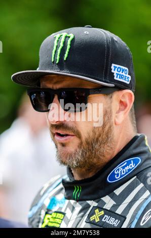 Ken Block al Goodwood Festival of Speed, Regno Unito, 2016. Pilota di rally per la Hoonigan Racing Division, precedentemente nota come Monster World Rally Team Foto Stock