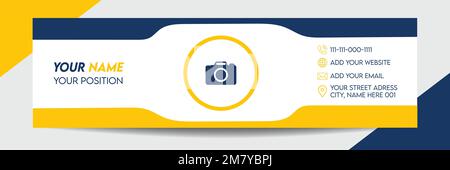 Modello di firma e-mail aziendale creativa. Piè di pagina e-mail e copertina dei social media personali Illustrazione Vettoriale