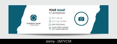 Modello di firma e-mail aziendale creativa. Piè di pagina e-mail e copertina dei social media personali Illustrazione Vettoriale