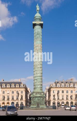 Vendome Plaza e colonna, Parigi, Francia Foto Stock