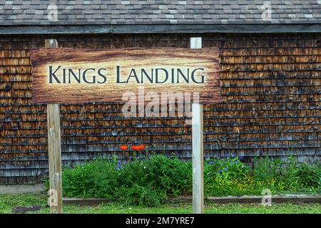 Ingresso ai re Landing, storico villaggio anglofoni, il principe William parrocchia, Fredericton, New Brunswick, Canada, AMERICA DEL NORD Foto Stock