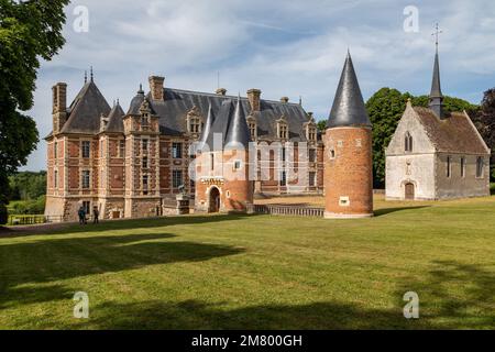 IL 16TH ° SECOLO CHATEAU DE CHAMBRAY, CLASSIFICATO COME MONUMENTO STORICO FRANCESE, OSPITA LA SCUOLA AGRICOLA, MESNIL-SUR-ITON, EURE, NORMANDIA, FRANCIA Foto Stock