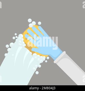 Indossare i guanti con una parete di spugna. Illustrazione vettoriale. EPS 10. Illustrazione Vettoriale