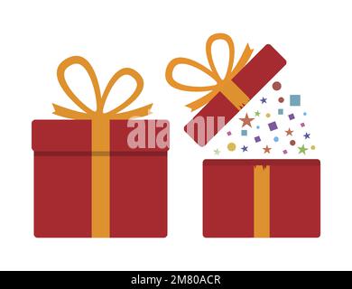 Scatole regalo. Sorpresa nella scatola. Illustrazione vettoriale. EPS 10. Illustrazione Vettoriale