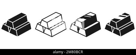 Set di icone a barre dorate. Finanza commerciale. Lingotti o barrette d'oro. Illustrazione vettoriale. EPS 10. Illustrazione Vettoriale