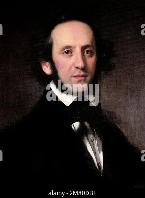 Felix Mendelssohn. Ritratto del pianista e compositore tedesco, Jakob Ludwig Felix Mendelssohn Bartholdy (1809-1847) di Eduard Magnus (1799-1872), 1833 Foto Stock