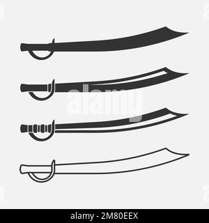 Sabre di persiano arabo. Icona a forma di spada curva. Set di icona sciabola. Illustrazione vettoriale. EPS 10. Illustrazione Vettoriale
