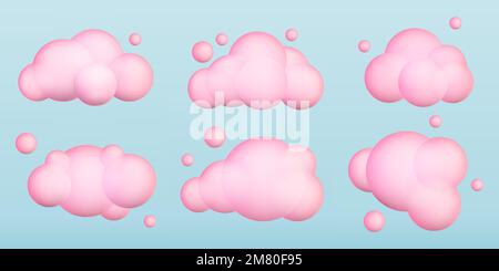 set di 3d nuvole. Icone di nuvole realistiche. 3d forme geometriche. Illustrazione vettoriale. EPS 10. Illustrazione Vettoriale