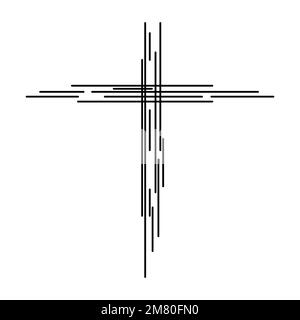 Icona della Croce cristiana. Illustrazione vettore stile linee. EPS 10. Illustrazione Vettoriale