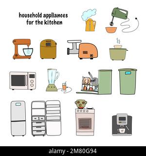 Elettrodomestici per la cucina. grafica vettoriale Illustrazione Vettoriale