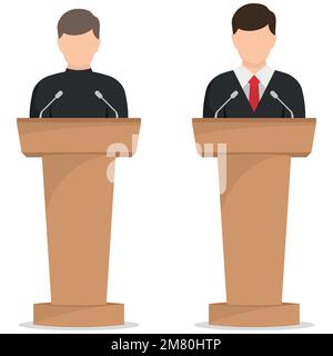 Icona altoparlante. Oratore che parla da tribune. Illustrazione vettoriale. EPS 10. Illustrazione Vettoriale